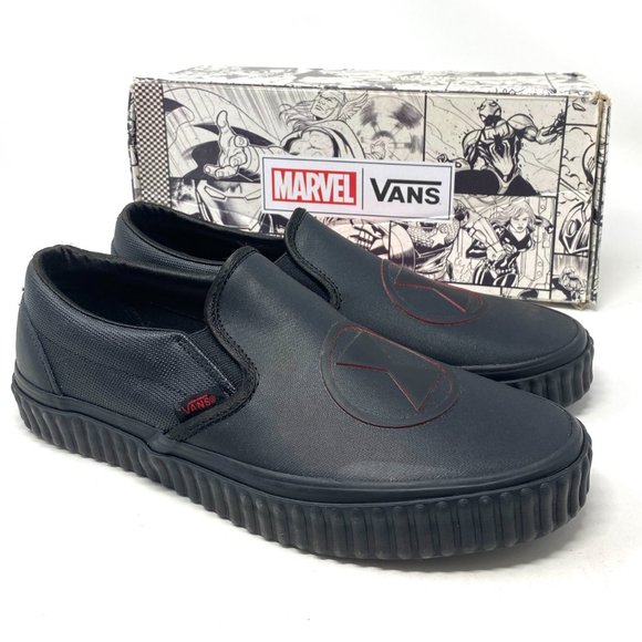 VANS Women VN0A38F7U7K Marvel Classic Slip On Black Widow Canvas Low Top Sneaker - Picture 6 of 11